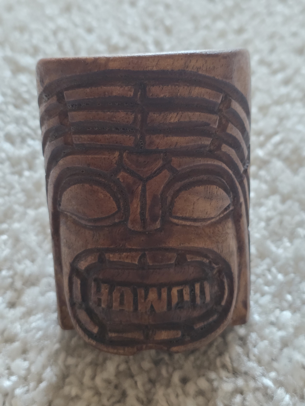 Hand-Carved Brown Wooden Tiki Mug- Hawaii